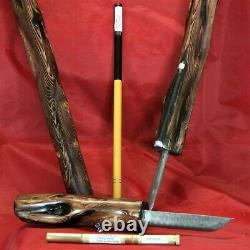 Survival Tactical Safety Walking Hiking Stick Cane Camp Tool Hand Carved #3
