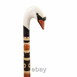 Swan Carved Wooden Cane, Handmade Walking Stick for Gift, Handcrafted Hiking Can