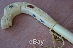 Ted Eberle Original Hand Carved Sea Snake Walking Stick / Cane First Nations