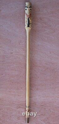 Ted Eberle Original Hand Carved Signed Wolf Walking Stick Cane First Nations'97