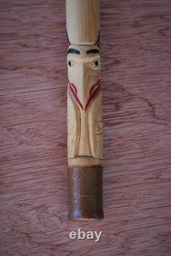 Ted Eberle Original Hand Carved Signed Wolf Walking Stick Cane First Nations'97