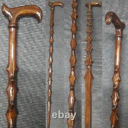 Thorny 3D Embroidered Special Wooden Cane, Handmade Brown Walking Stick