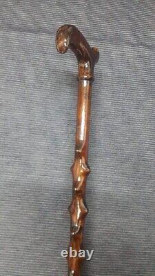 Thorny 3D Embroidered Special Wooden Cane, Handmade Brown Walking Stick