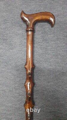 Thorny 3D Embroidered Special Wooden Cane, Handmade Brown Walking Stick