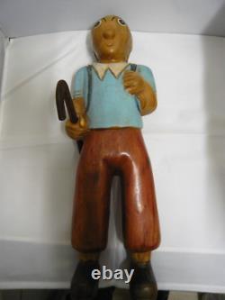 Tintin Wooden hand carved Sculpture figure With Backpack & Walking Stick