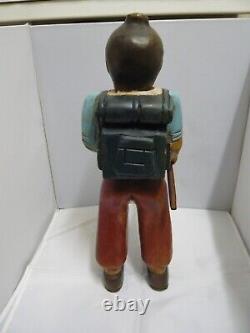 Tintin Wooden hand carved Sculpture figure With Backpack & Walking Stick