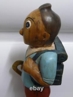 Tintin Wooden hand carved Sculpture figure With Backpack & Walking Stick