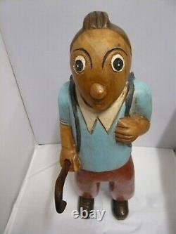 Tintin Wooden hand carved Sculpture figure With Backpack & Walking Stick