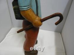 Tintin Wooden hand carved Sculpture figure With Backpack & Walking Stick