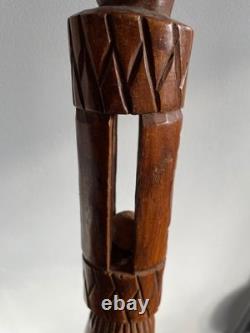 Tribal Hand Carved Walking Stick Female & male Figure Carved in the Shaft 95 cm