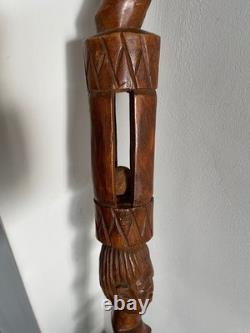 Tribal Hand Carved Walking Stick Female & male Figure Carved in the Shaft 95 cm