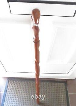 Twist African Walking stick With Hand-Carved African Man Head