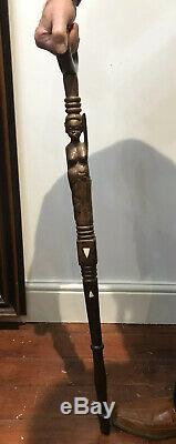 Unique Afican Carved Chieftains Carved Hardwood Walking Stick