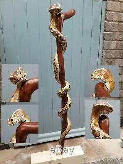 Unique Hand-carved Russells Viper Snake Walking-stick/cane Made In The Uk