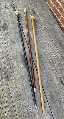 Unique Rare Antique Carved & Portrait Painted Wood Cane Walking Sticks Lot