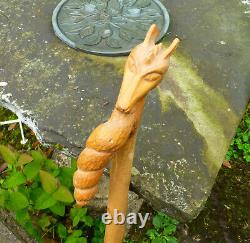 Unique Vintage Hand Carved Wood Dragon Head Breathing Fire Walking Stick