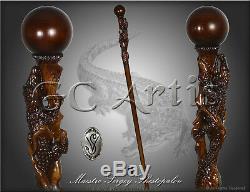 Unique Walking Stick Cane Alligator Caiman Crocodile Wood carved Ball Knob Staff