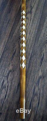 Unique Wooden Walking Stick Cane Hiking Staff hand carved Handmade Bison