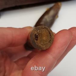Unusual Carved Wooden Walking Stick Handle Eagle And Mans Head Antique c1880