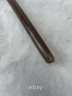Unusual Vintage Folk Art Walking Stick Carved With A Hand Holding A Flower
