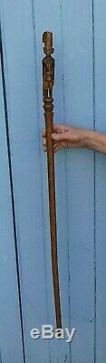 VINTAGE AFRICAN KAMBA STAFF/ WALKING STICK with CARVED SOLDIER