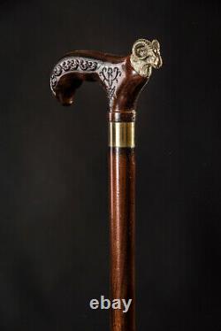 VIP Aries Walking Stick Walking cane Wood Cane Hand Carved Hiking Stick Wooden