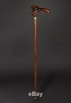 VIP LION Exclusive Walking Stick Walking cane Wood Cane Hand Carved Hiking Stick