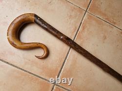 Very Long Shepherds Crook Hiking Cane Walking Stick Metal Ground Spike 71