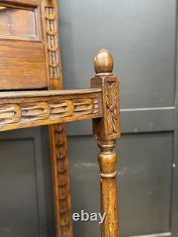 Victorian Carved Oak Hall Stand Coat & Hat Hooks Walking Stick Umbrella Stan