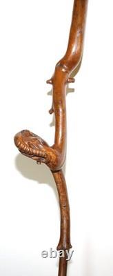 Victorian Folk Art Hand Carved Elephant Head Walking Stick