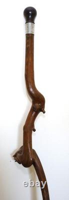 Victorian Folk Art Hand Carved Elephant Head Walking Stick