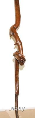 Victorian Folk Art Hand Carved Elephant Head Walking Stick