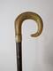 Victorian Shepherds Crook Walking Stick Carved Rams Horn Handle Lanyard Hole