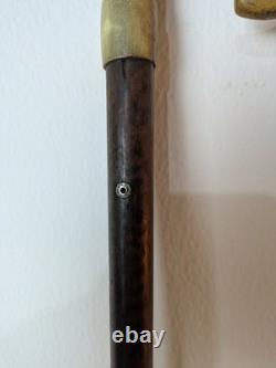 Victorian Shepherds Crook Walking Stick Carved Rams Horn Handle Lanyard Hole