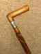 Victorian Swansea Walking Stick Cane Hallmarked 1890 Silver & Carved Oak Tree