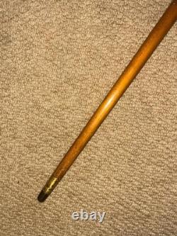 Victorian Swansea Walking Stick Cane Hallmarked 1890 Silver & Carved Oak Tree