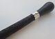 Victorian Walking Stick Cane 1900 Hallmarked Solid Silver Top Carved Ebony Shaft