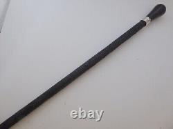 Victorian Walking Stick Cane 1900 Hallmarked Solid Silver Top Carved Ebony Shaft