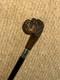 Victorian Walking Stick Cane Carved Bull Breed Dog & Hallmarked 1896 Silver