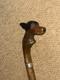 Victorian Walking Stick / Cane Hand-Carved Dobermann Dog Hallmarked 1900 Silver