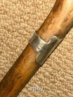 Victorian Walking Stick / Cane Hand-Carved Dobermann Dog Hallmarked 1900 Silver