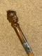 Victorian Walking Stick Cane Hand-Carved Man's Head & Hallmarked 1893 Silver