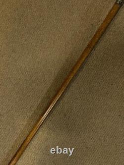 Victorian Walking Stick Cane Hand-Carved Man's Head & Hallmarked 1893 Silver