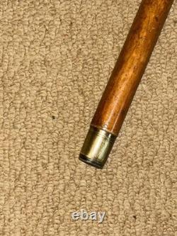 Victorian Walking Stick Cane Hand-Carved Man's Head & Hallmarked 1893 Silver