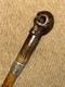 Victorian Walking Stick / Cane Hand Carved Skull & Hallmarked 1897 Silver Collar