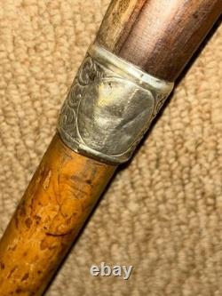 Victorian Walking Stick / Cane Hand Carved Skull & Hallmarked 1897 Silver Collar Victorian Walking Stick / Cane Hand Carved Skull & Hallmarked 1897 Silver Collar