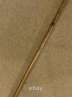 Victorian Walking Stick / Cane Hand Carved Skull & Hallmarked 1897 Silver Collar