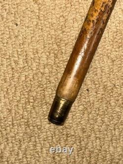 Victorian Walking Stick / Cane Hand Carved Skull & Hallmarked 1897 Silver Collar