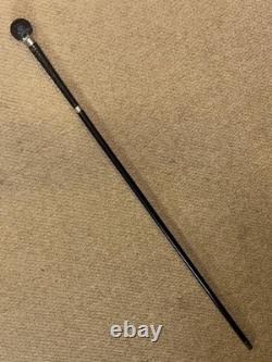 Victorian Walking Stick Cane Intricate Hand-Carved Top & Hallmarked 1891 Silver