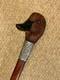 Victorian Walking Stick Gadget Carved Mechanical Duck Hallmarked 1897 Silver